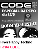 Flyer-Festa CODE Happy Techno